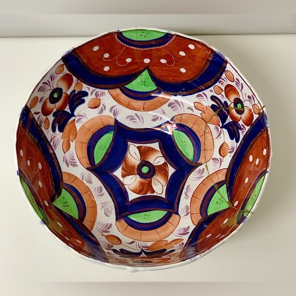Early 19th Century Gaudy Welsh Oriental Hexagon Pattern Lustre Pedestal Bowl - Picture 15 of 16